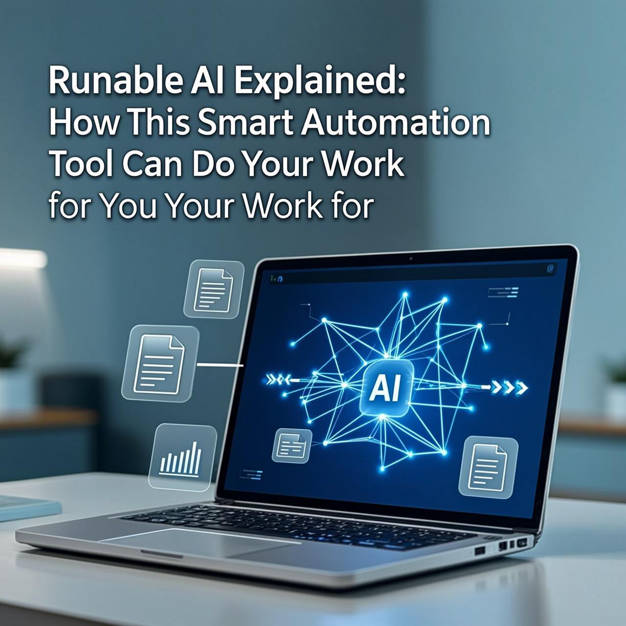 Runable AI smart automation tool interface on laptop screen